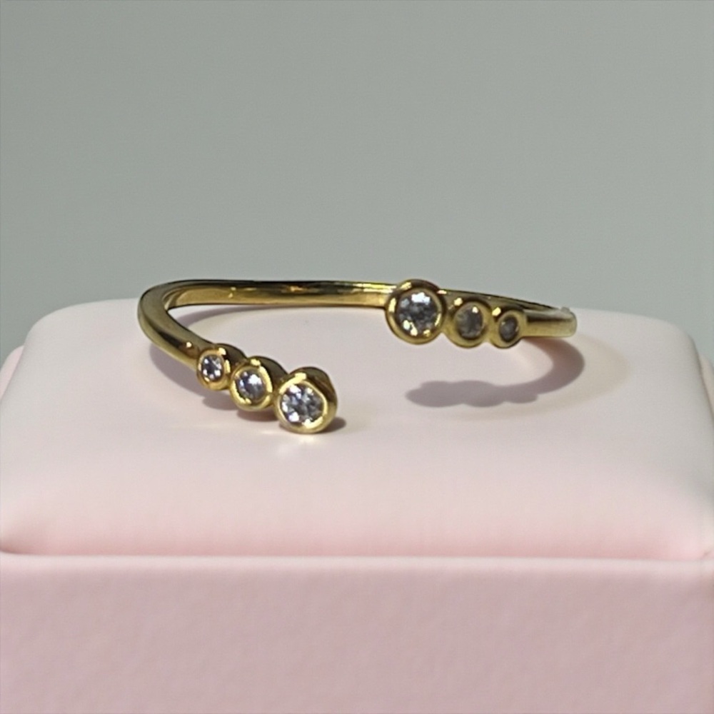 Elegant Gold Adjustable Cubic Zirconia Ring
